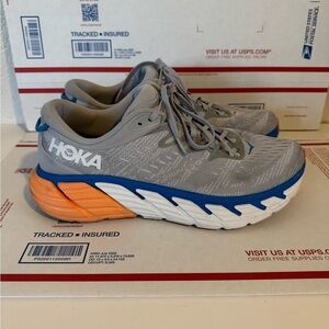 Hoka Gray and Blue Athletic Shoes